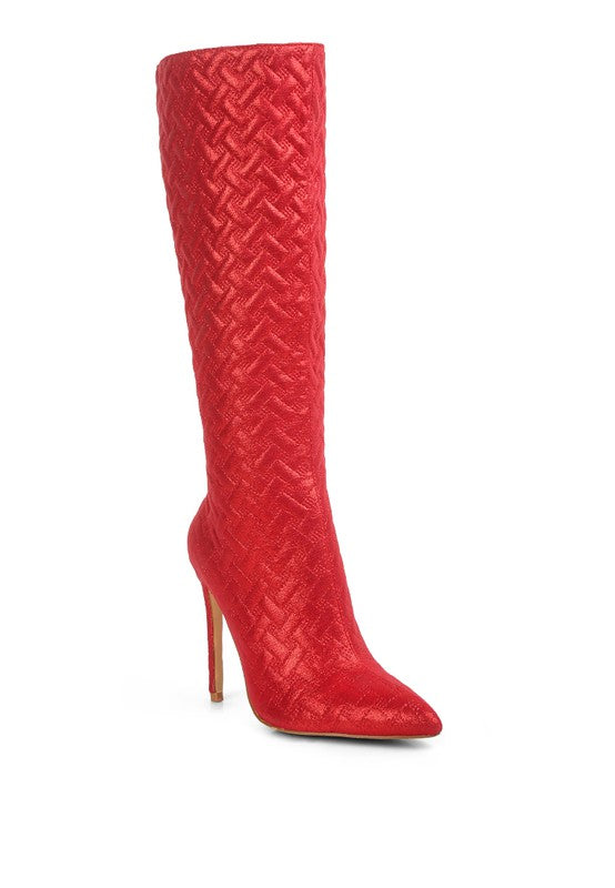 Fashion Quilted Print High Heel Knee Boots