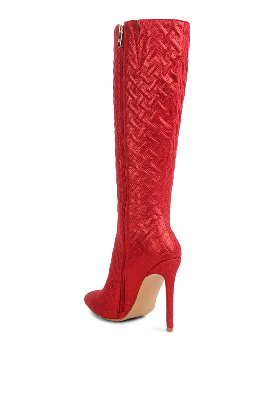 Fashion Quilted Print High Heel Knee Boots