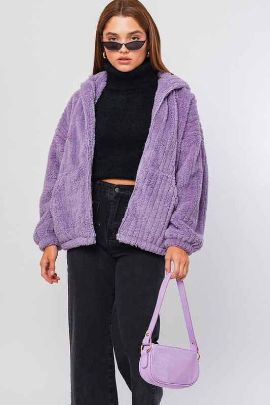 OVERSIZED FLEECE HOODIE JACKET