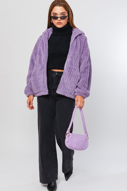 OVERSIZED FLEECE HOODIE JACKET