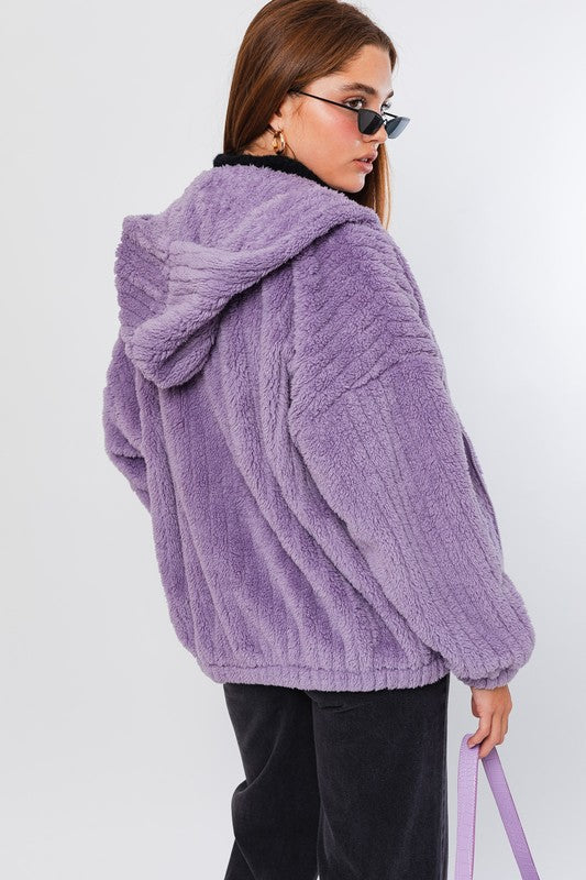 OVERSIZED FLEECE HOODIE JACKET