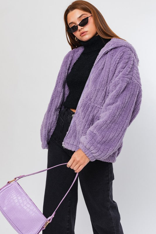 OVERSIZED FLEECE HOODIE JACKET