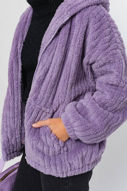 OVERSIZED FLEECE HOODIE JACKET