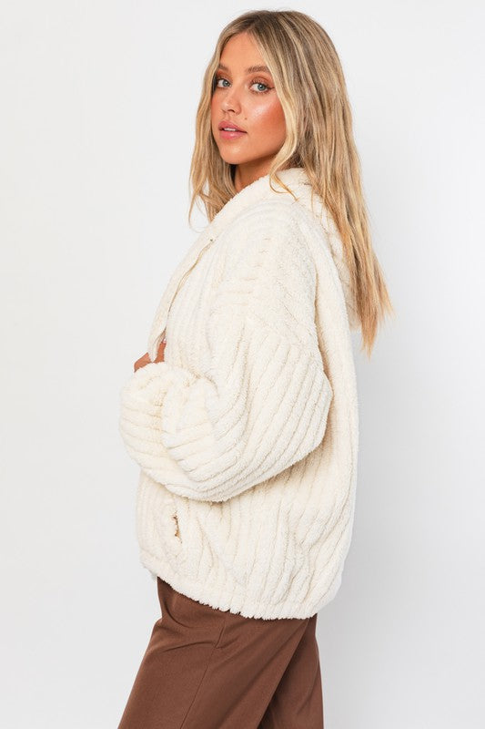 OVERSIZED FLEECE HOODIE JACKET