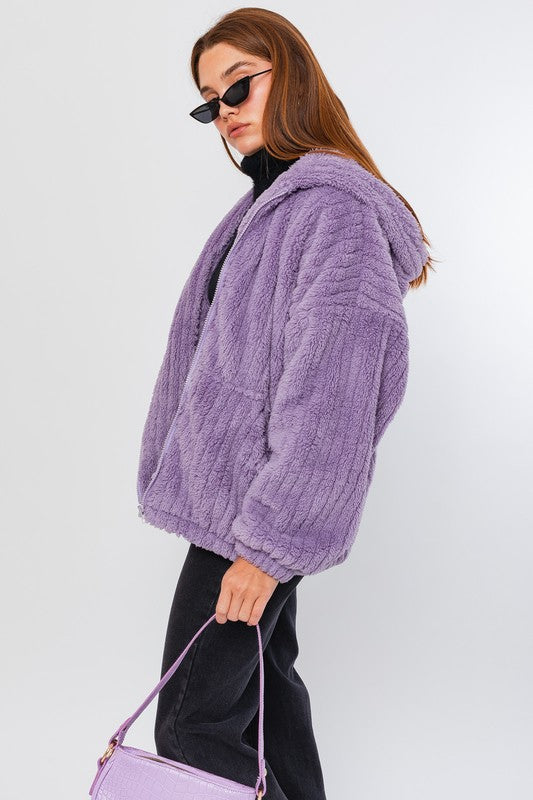 OVERSIZED FLEECE HOODIE JACKET