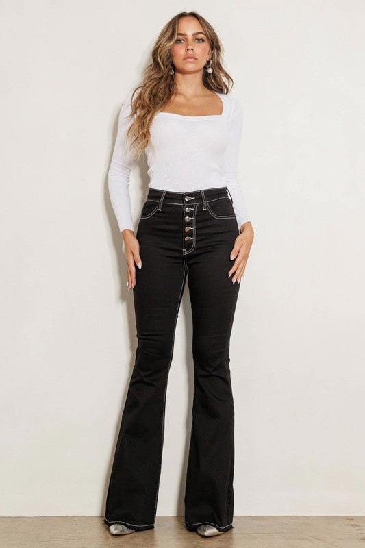 High Rise  Flare Leg Jeans