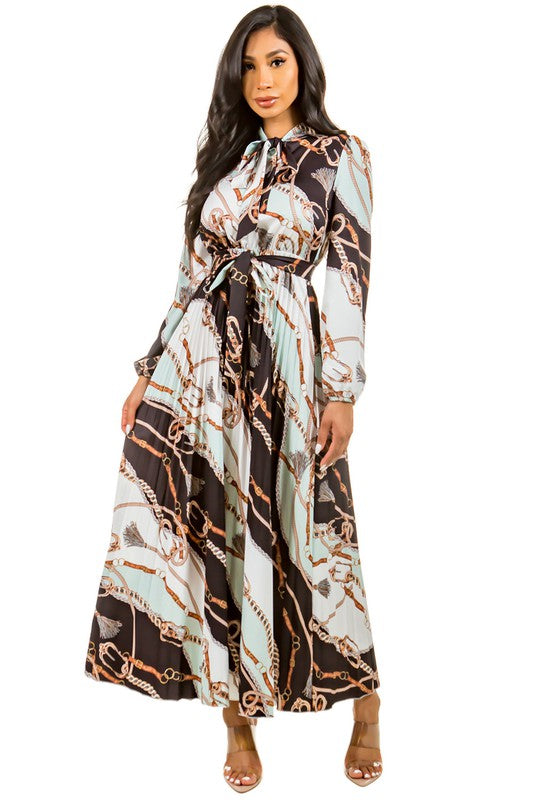 Marble Print Long Sleeve Button Maxi