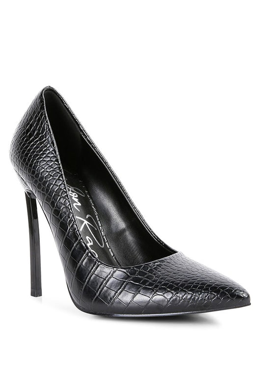 Urchin Croc Print High Stiletto Heel Pumps