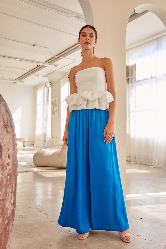 Strapless Crop Ruffle Hem Tube Top