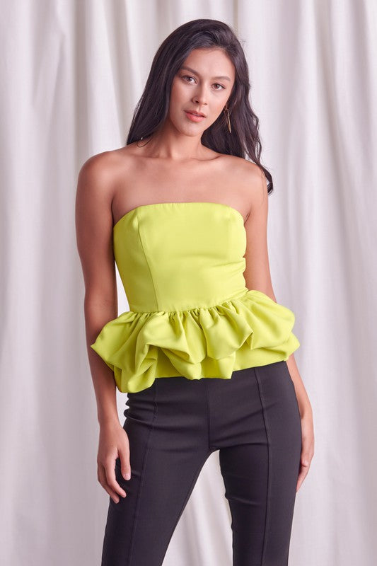 Strapless Crop Ruffle Hem Tube Top