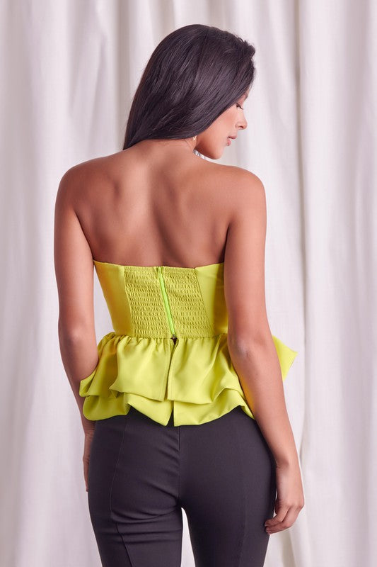 Strapless Crop Ruffle Hem Tube Top