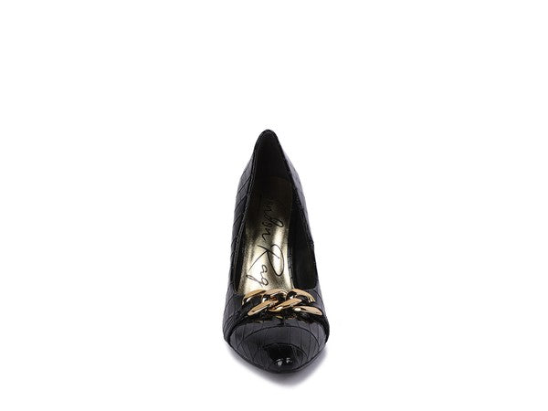 Fanfare Croc Stiletto Pump Heels