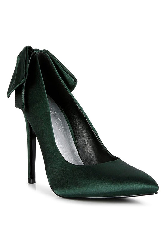 HORNET Green Satin Stiletto Dressy Pumps