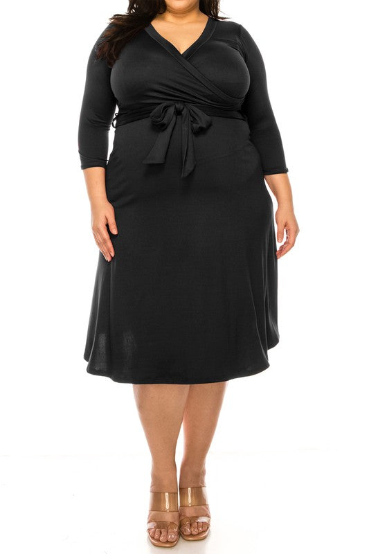 Plus Belted Wrap Dress