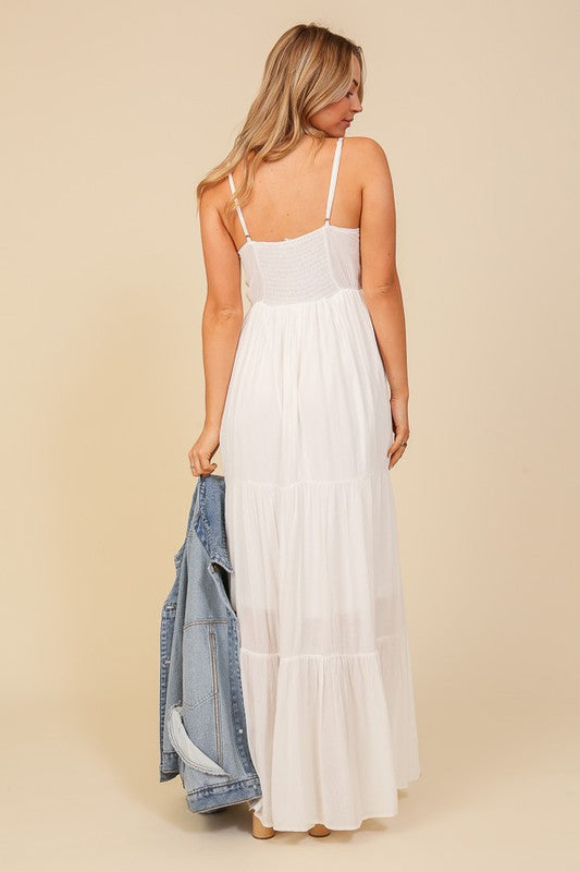 Juniors Boho White Lace Maxi Sundress