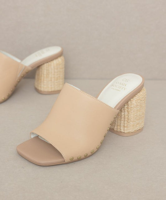 Camel Color Mule Slides - Cork Heel