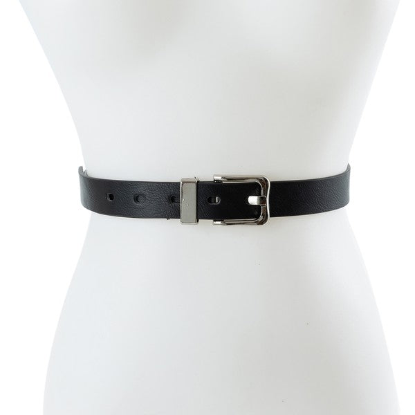 Skinny Black Leather Classic Belt