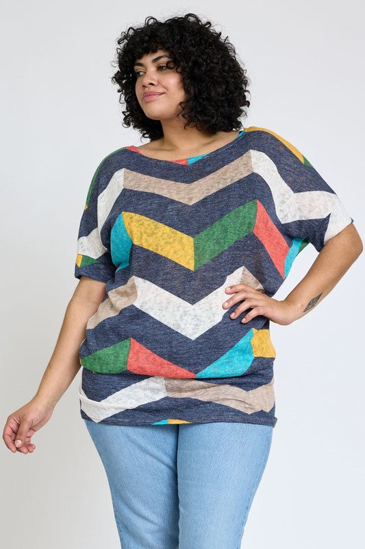 Plus Chevron Dolman Top