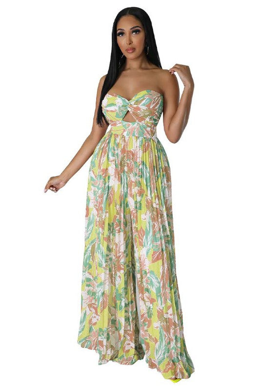 Sleeveless Floral Wide Leg One-Piece/Jumpsuit