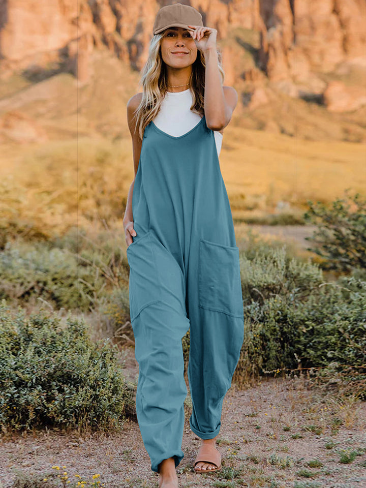 Oversize Onesie Jumpsuit V-Neck Sleeveless with Pocket