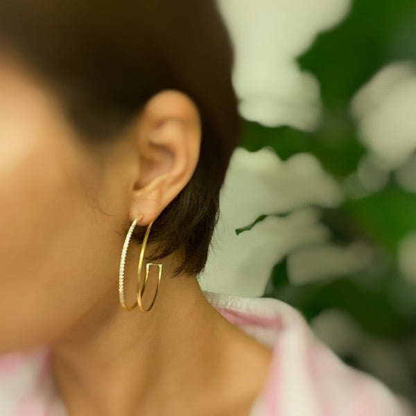 Doubled Open Top Hoop Earrings