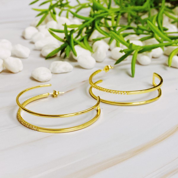 Doubled Open Top Hoop Earrings