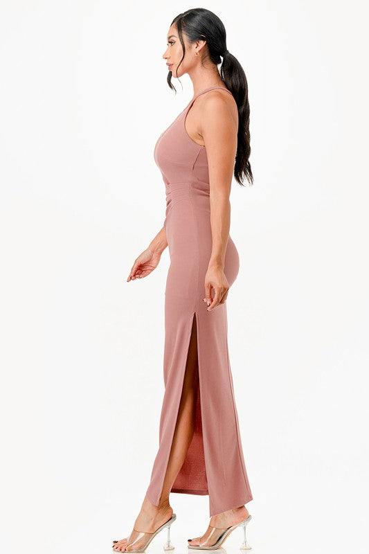 Sleeveless Halter Maxi Dress