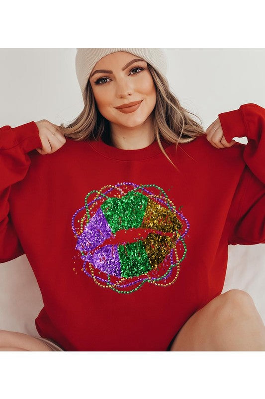 Mardi Gras Lip Graphic Sweater