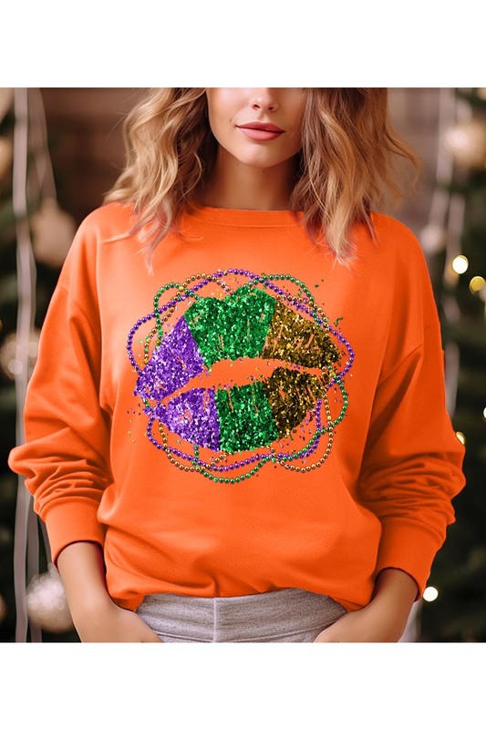 Mardi Gras Lip Graphic Sweater