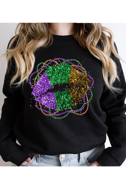 Mardi Gras Lip Graphic Sweater