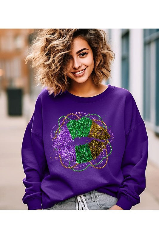 Mardi Gras Lip Graphic Sweater