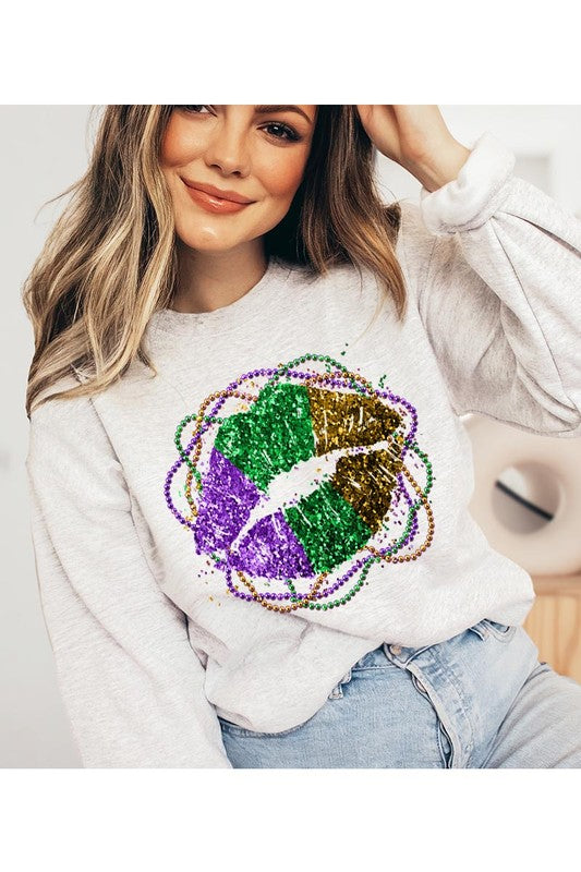 Mardi Gras Lip Graphic Sweater