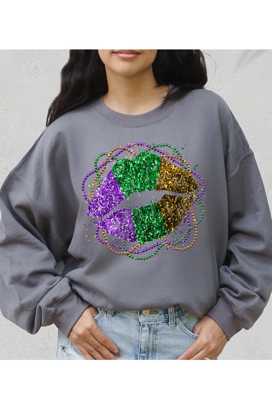 Mardi Gras Lip Graphic Sweater