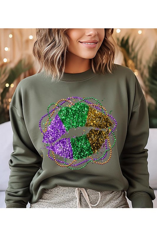 Mardi Gras Lip Graphic Sweater