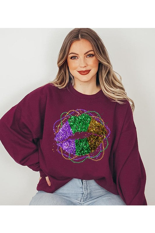 Mardi Gras Lip Graphic Sweater