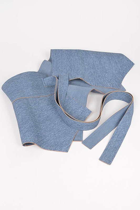 Denim Wrap Around Belt With Front Bow