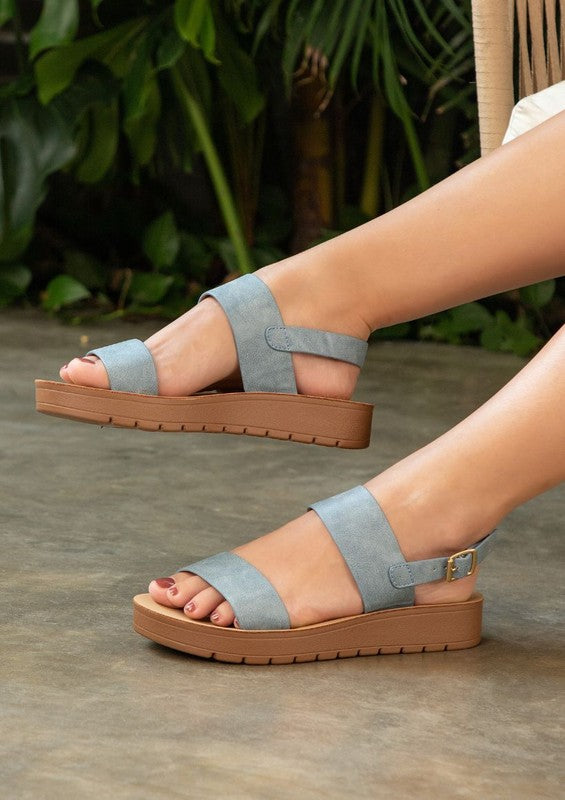 Quality Faux Suede Wide Double Strap Sandals