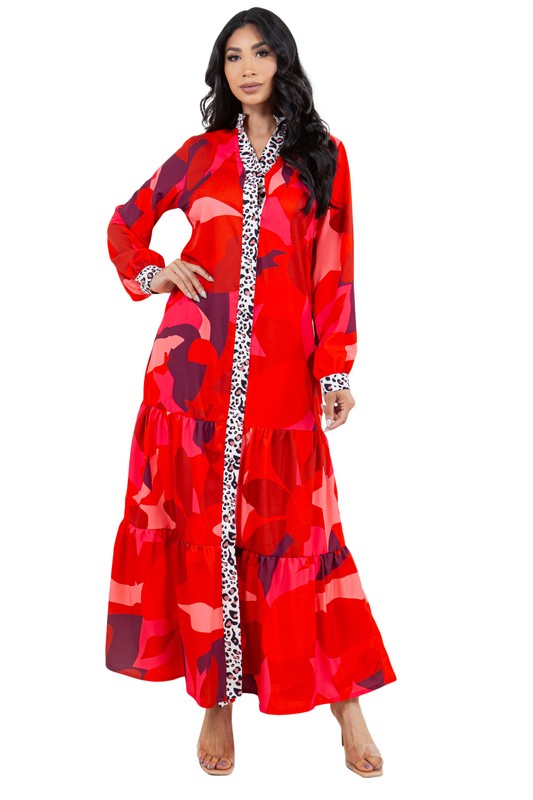 Women Fashion Buttoned Maxi Dress