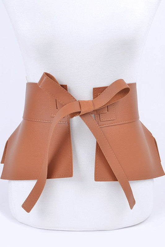 Iconic Wide Faux Leather Tie Belt