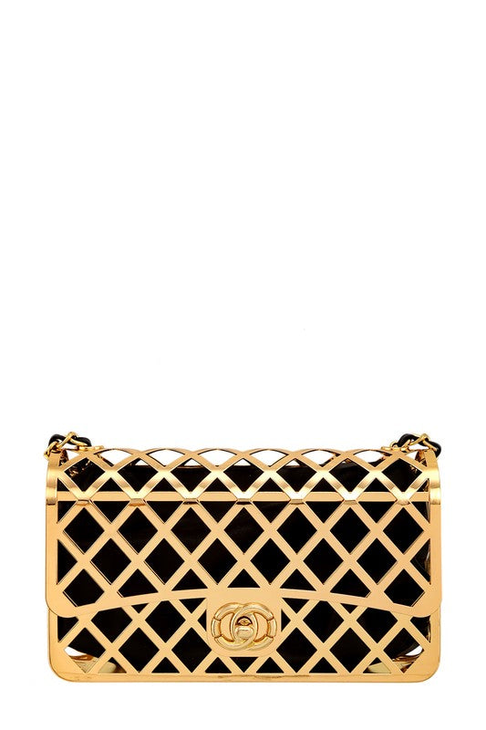 Metal Cage Square Chain Crossbody Bag