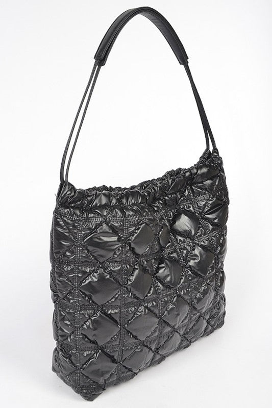 Quilted Bubble Nylon Handbag Tote