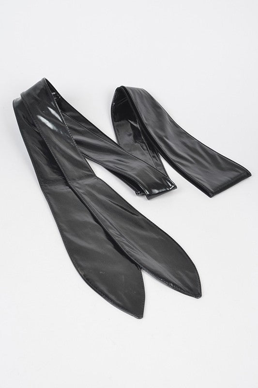 Patent Leather Finish Obi Tie Belt