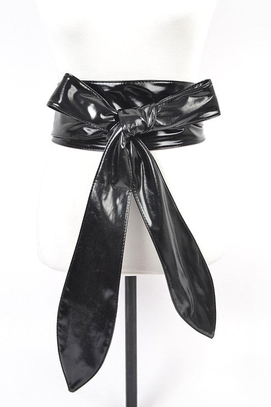 Patent Leather Finish Obi Tie Belt