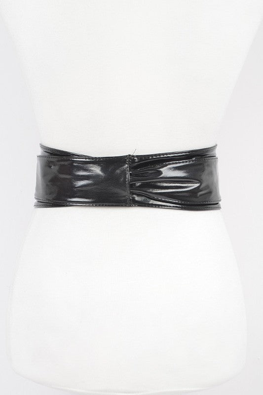 Patent Leather Finish Obi Tie Belt