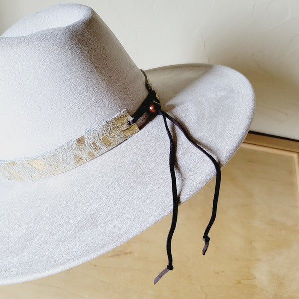 Cream & Gold Metallic Leather Hat Band