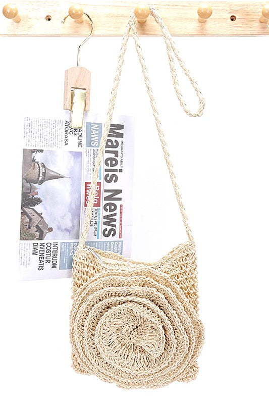 Faux Crochet Large Flower Swing Crossbody Bag