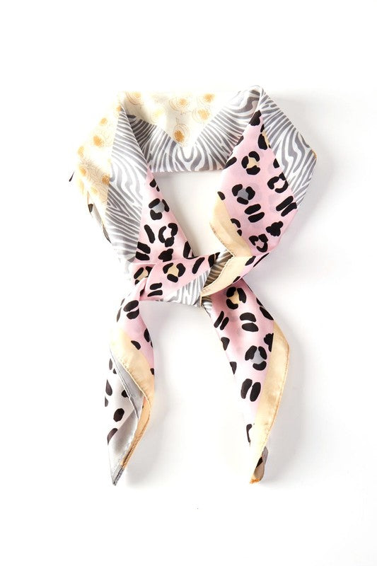 Mix Animal Printed Silky Square Scarf