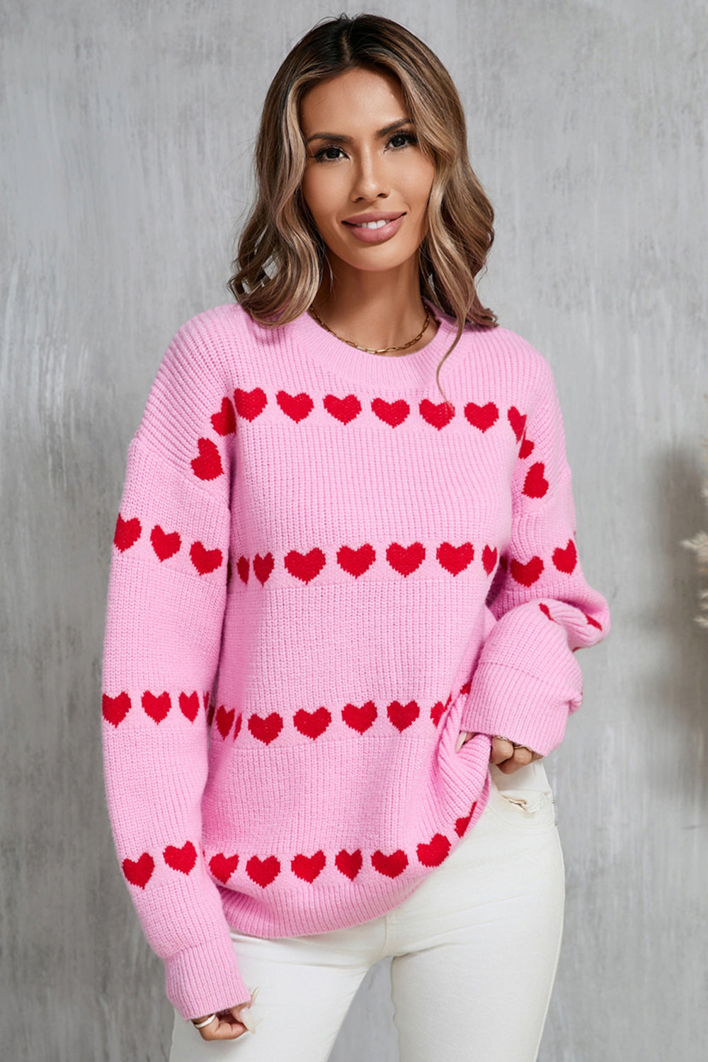 Angel Wings Heart Round Neck Long Sleeve Sweater