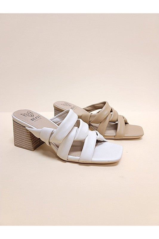 Neutral Color Chunky Heel open Sandal