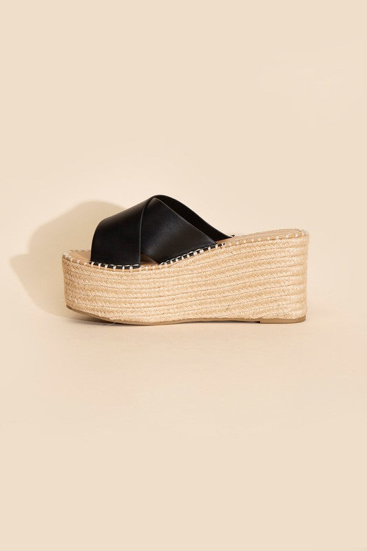 Gold Platform Wedge Slides